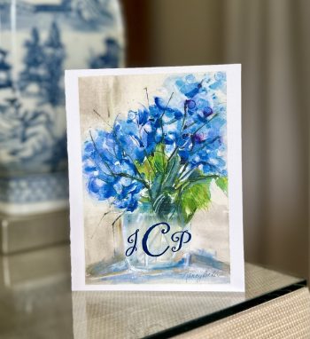 Notecard with Hydrangeas and Monogram