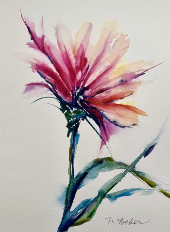 original watercolor zinnia