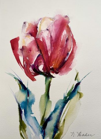 original painting red tulip