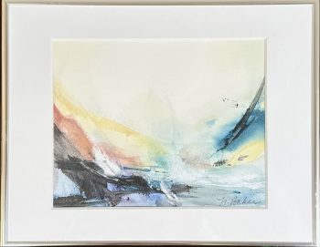 abstract watercolor in silver frame