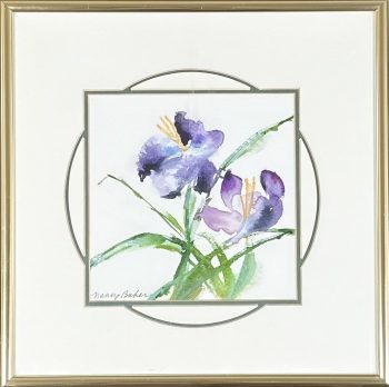 watercolor crocus in brass frame