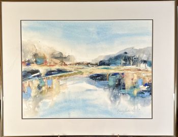 watercolor of cape cod in metal frame